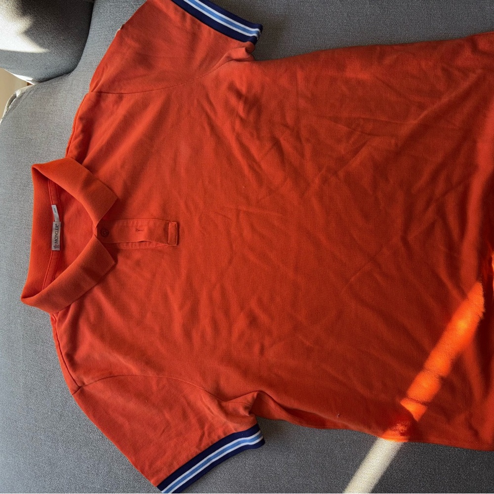 Moncler Vibrant Orange Polo Shirt with Blue Accents